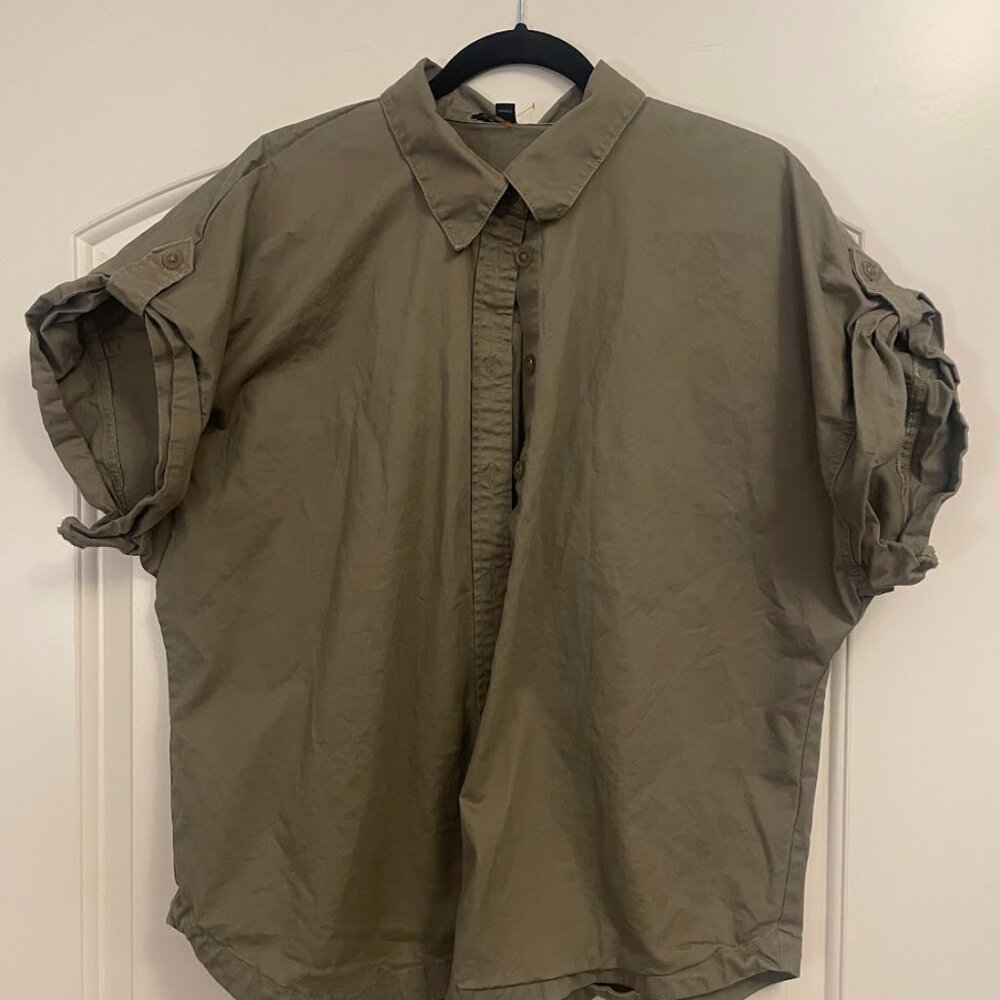 Banana Republic Women's Military Green Button Down Shirt--Size XL